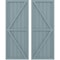 Ekena Millwork Americraft 6-Board Wood 2 Equal Panel Frmd Board-n-Batten Shutters w/Dbl Z-Bar, ARW102BF621X77SBH, PR ARW102BF621X77SBH - alternate 1
